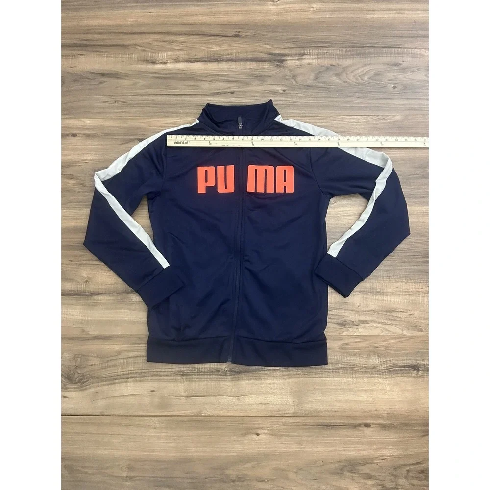 Puma Boys Size XL 18-20 Full Zip Track Jacket Navy/White‎